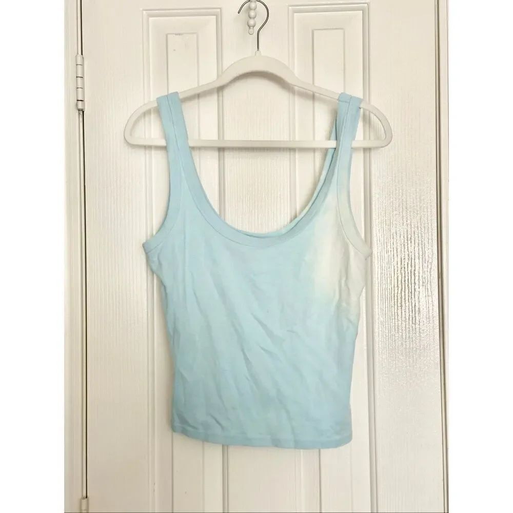 Abercrombie & Fitch Light Blue Ribbed Tank Top – Size M (Bleach Mark)